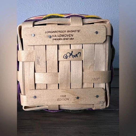 Longaberger 1998 Small Stained Easter Basket,  Easter Egg Liner, & Protector - Picture 8 of 9